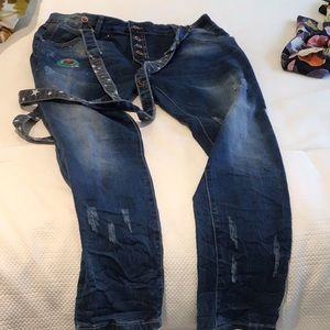 Super unique jeans w/straps